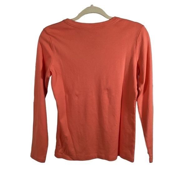 Lands End Women’s Peach V-Neck Long Sleeve Tee.  Size S - Picture 2 of 5